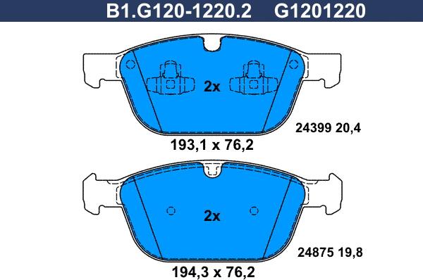 Galfer B1.G120-1220.2 - Kit pastiglie freno, Freno a disco autozon.pro