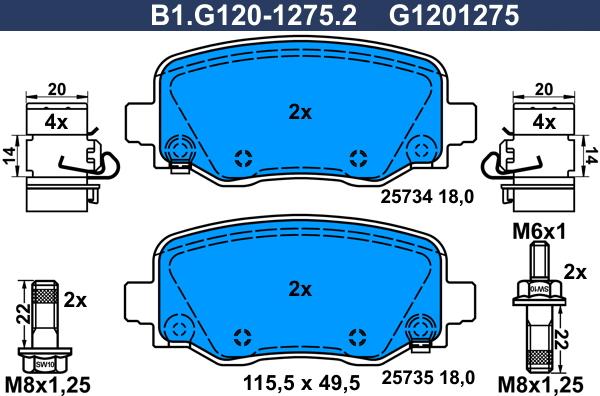 Galfer B1.G120-1275.2 - Kit pastiglie freno, Freno a disco autozon.pro