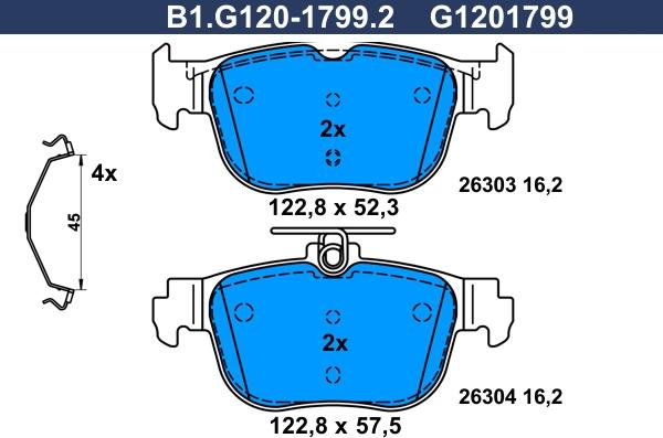 Galfer B1.G120-1799.2 - Kit pastiglie freno, Freno a disco autozon.pro