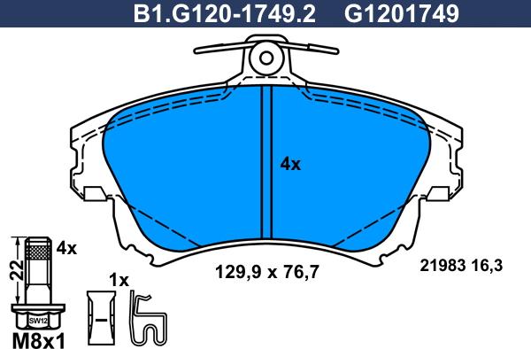 Galfer B1.G120-1749.2 - Kit pastiglie freno, Freno a disco autozon.pro