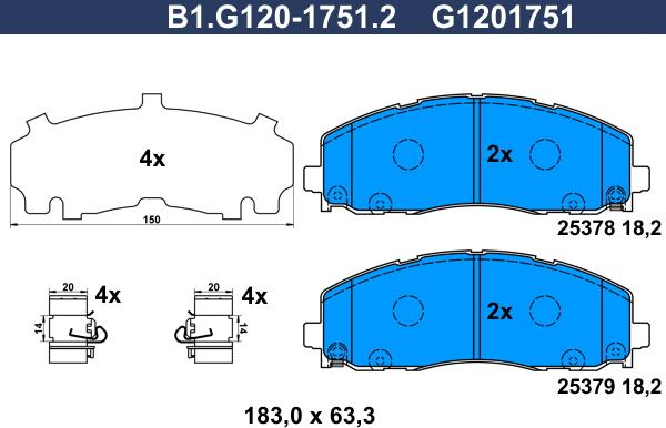 Galfer B1.G120-1751.2 - Kit pastiglie freno, Freno a disco autozon.pro