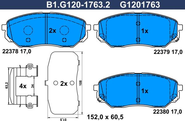 Galfer B1.G120-1763.2 - Kit pastiglie freno, Freno a disco autozon.pro