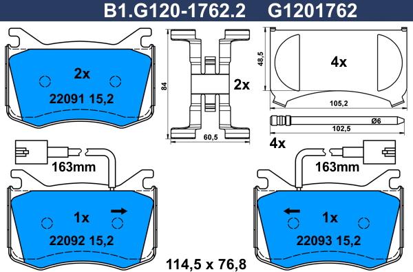 Galfer B1G12017622 - Kit pastiglie freno, Freno a disco autozon.pro