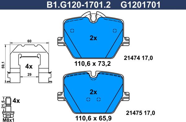 Galfer B1.G120-1701.2 - Kit pastiglie freno, Freno a disco autozon.pro