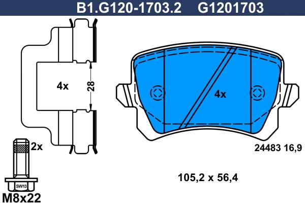 Galfer B1.G120-1703.2 - Kit pastiglie freno, Freno a disco autozon.pro