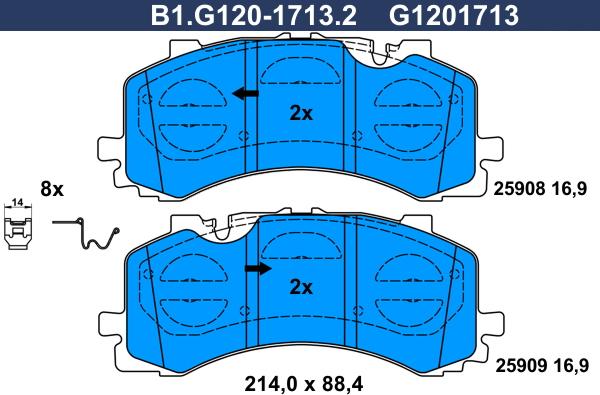 Galfer B1.G120-1713.2 - Kit pastiglie freno, Freno a disco autozon.pro