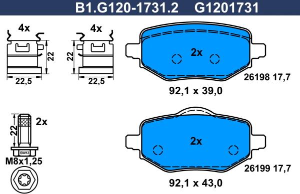 Galfer B1.G120-1731.2 - Kit pastiglie freno, Freno a disco autozon.pro