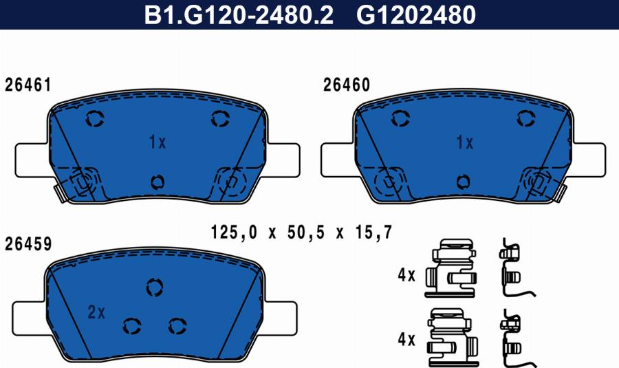 Galfer B1.G120-2480.2 - Kit pastiglie freno, Freno a disco autozon.pro