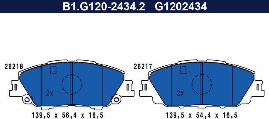 Galfer B1.G120-2434.2 - Kit pastiglie freno, Freno a disco autozon.pro