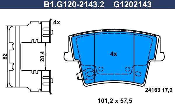 Galfer B1.G120-2143.2 - Kit pastiglie freno, Freno a disco autozon.pro