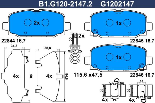 Galfer B1.G120-2147.2 - Kit pastiglie freno, Freno a disco autozon.pro