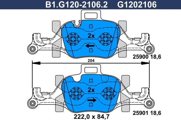 Galfer B1.G120-2106.2 - Kit pastiglie freno, Freno a disco autozon.pro