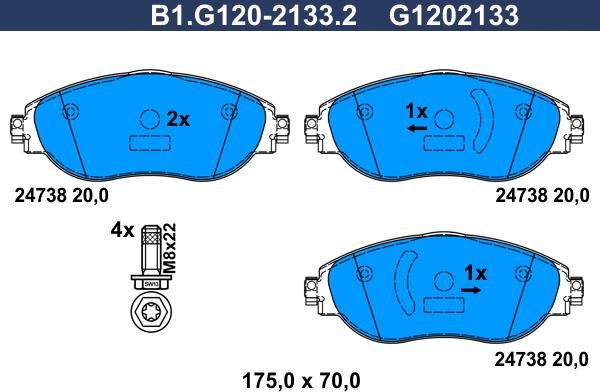 Galfer B1.G120-2133.2 - Kit pastiglie freno, Freno a disco autozon.pro