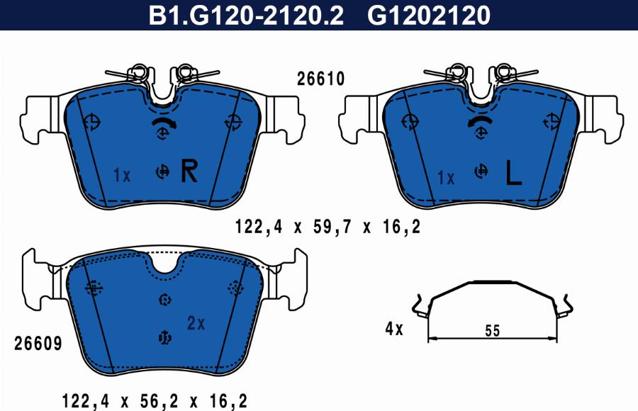 Galfer B1.G120-2120.2 - Kit pastiglie freno, Freno a disco autozon.pro