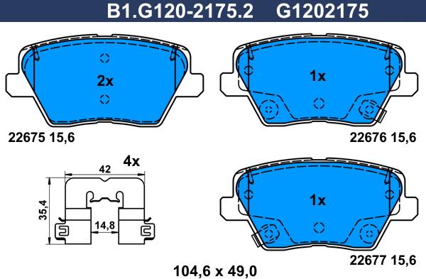 Galfer B1.G120-2175.2 - Kit pastiglie freno, Freno a disco autozon.pro