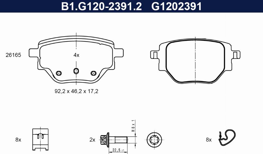 Galfer B1.G120-2391.2 - Kit pastiglie freno, Freno a disco autozon.pro