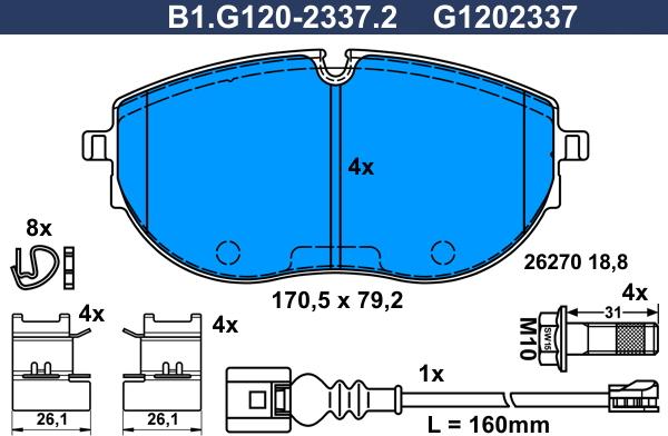 Galfer B1.G120-2337.2 - Kit pastiglie freno, Freno a disco autozon.pro