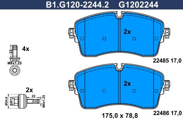 Galfer B1.G120-2244.2 - Kit pastiglie freno, Freno a disco autozon.pro