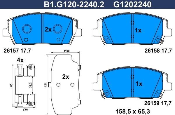 Galfer B1.G120-2240.2 - Kit pastiglie freno, Freno a disco autozon.pro