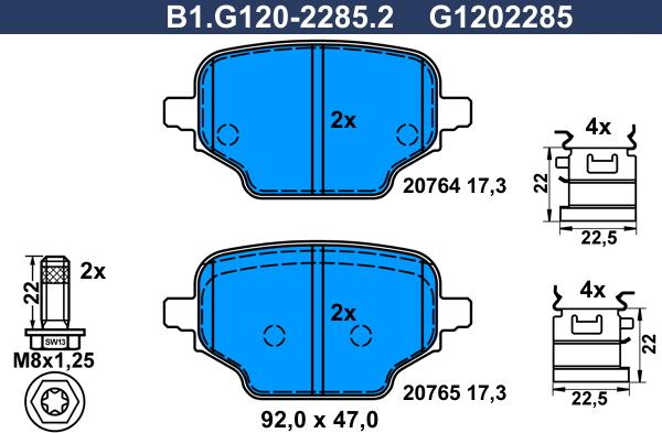 Galfer B1.G120-2285.2 - Kit pastiglie freno, Freno a disco autozon.pro