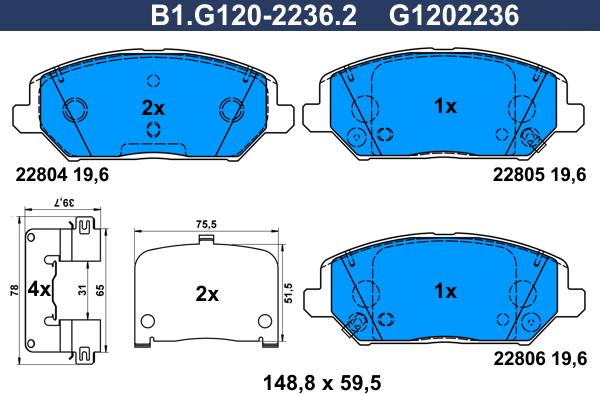 Galfer B1.G120-2236.2 - Kit pastiglie freno, Freno a disco autozon.pro