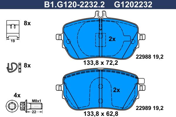 Galfer B1.G120-2232.2 - Kit pastiglie freno, Freno a disco autozon.pro