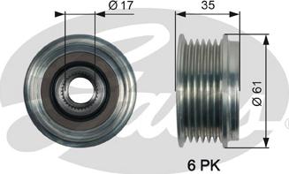 Gates OAP7166 - Puleggia cinghia, Alternatore autozon.pro