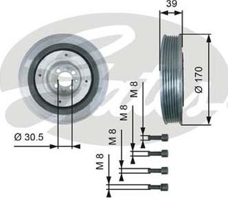 GATES-AU TVD1013 - Puleggia cinghia, Albero a gomiti autozon.pro