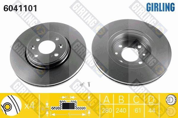 Girling 6411962 - Kit freno, Freno a disco autozon.pro