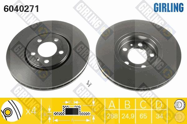 Girling 6411935 - Kit freno, Freno a disco autozon.pro