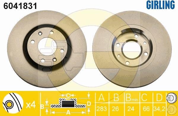 Girling 6412042 - Kit freno, Freno a disco autozon.pro