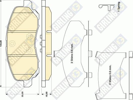 Girling 6141429 - Kit pastiglie freno, Freno a disco autozon.pro