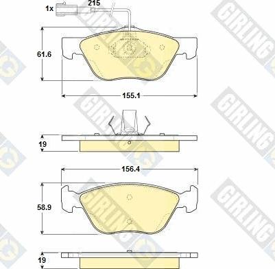 Girling 6114452 - Kit pastiglie freno, Freno a disco autozon.pro