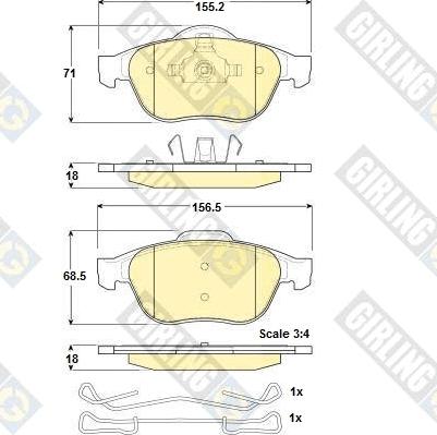 Girling 6114682 - Kit pastiglie freno, Freno a disco autozon.pro