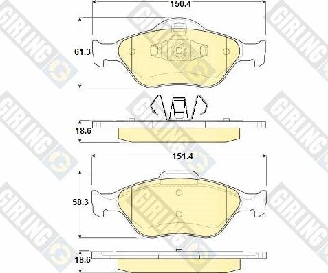 Girling 6114192 - Kit pastiglie freno, Freno a disco autozon.pro