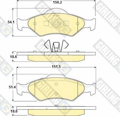 Girling 6114182 - Kit pastiglie freno, Freno a disco autozon.pro