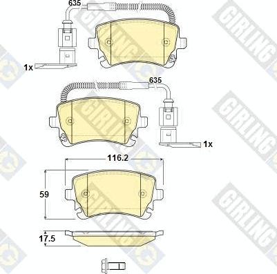 Girling 6115081 - Kit pastiglie freno, Freno a disco autozon.pro