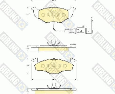 Girling 6115862 - Kit pastiglie freno, Freno a disco autozon.pro