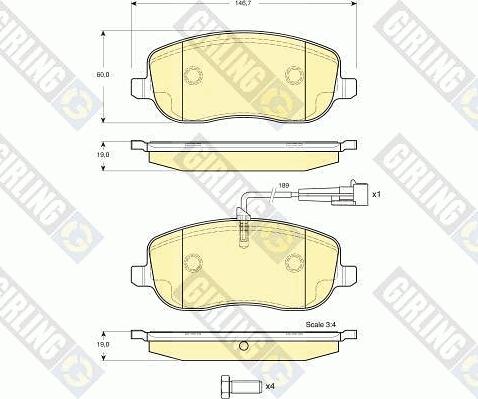 Girling 6116361 - Kit pastiglie freno, Freno a disco autozon.pro