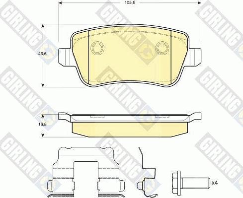 Girling 6116371 - Kit pastiglie freno, Freno a disco autozon.pro