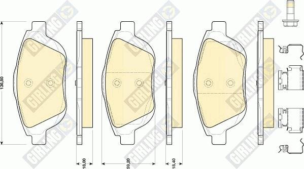 Girling 6118194 - Kit pastiglie freno, Freno a disco autozon.pro