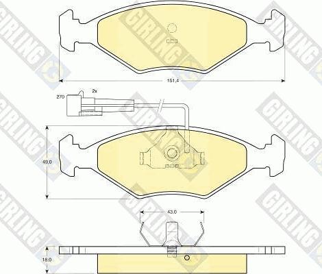 Girling 6113472 - Kit pastiglie freno, Freno a disco autozon.pro