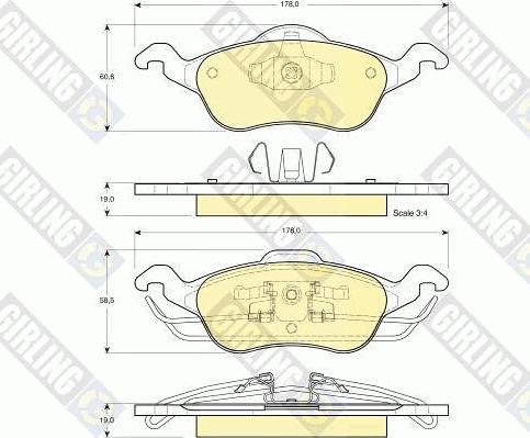 Girling 6113582 - Kit pastiglie freno, Freno a disco autozon.pro