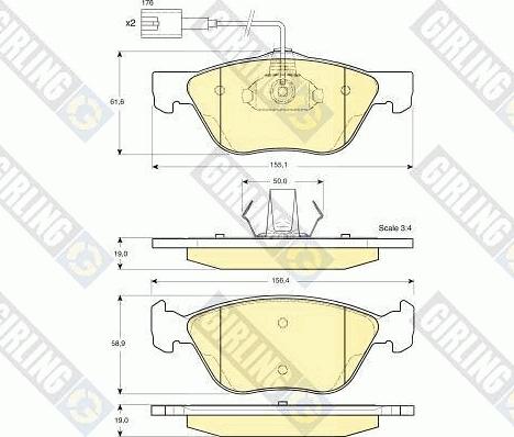 Girling 6113622 - Kit pastiglie freno, Freno a disco autozon.pro