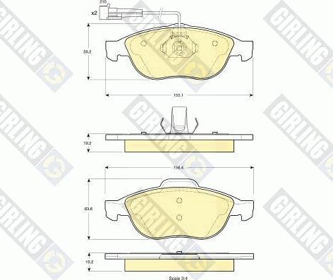 Girling 6113372 - Kit pastiglie freno, Freno a disco autozon.pro