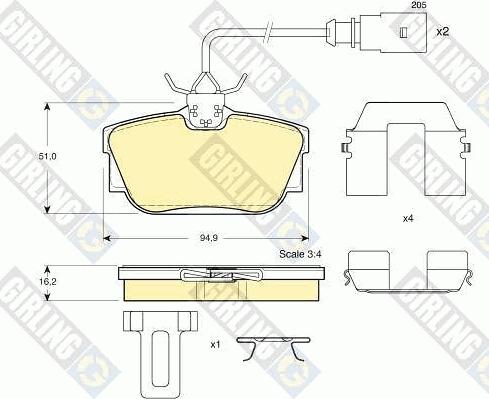 Girling 6113261 - Kit pastiglie freno, Freno a disco autozon.pro