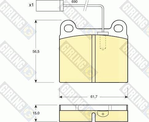 Girling 6112522 - Kit pastiglie freno, Freno a disco autozon.pro