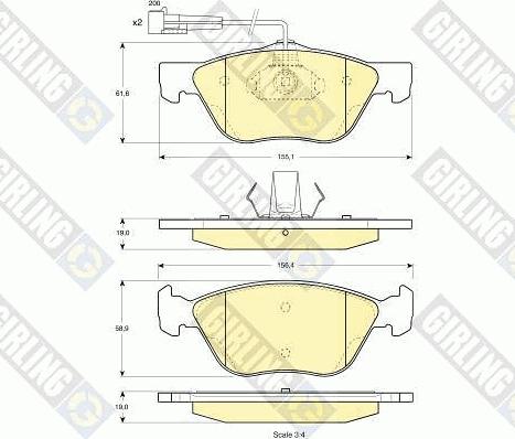 Girling 6112122 - Kit pastiglie freno, Freno a disco autozon.pro