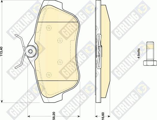 Girling 6117401 - Kit pastiglie freno, Freno a disco autozon.pro