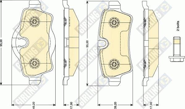 Girling 6117661 - Kit pastiglie freno, Freno a disco autozon.pro